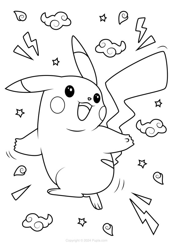 Glückliches Pikachu coloring page for children