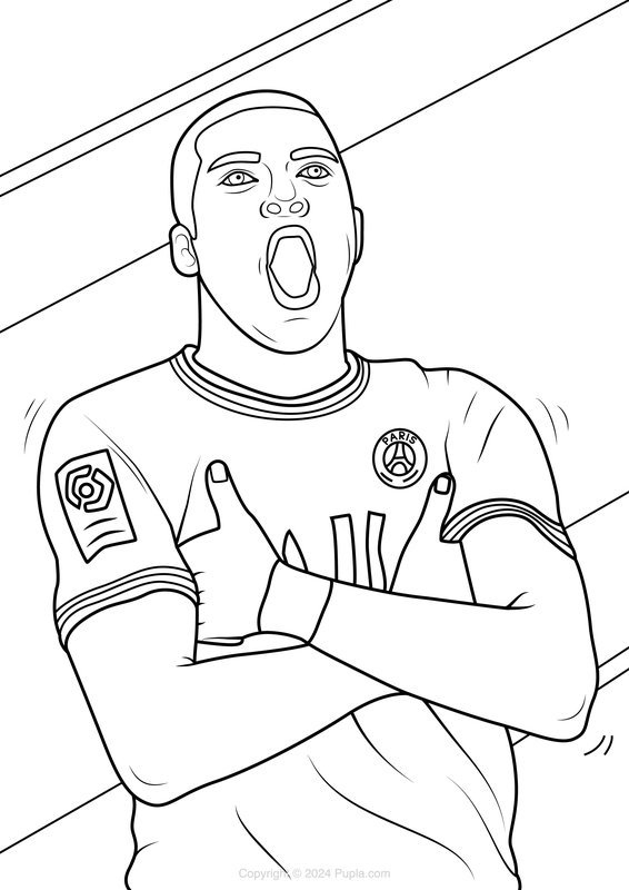 Coloring Page Gritos de Mbappe
