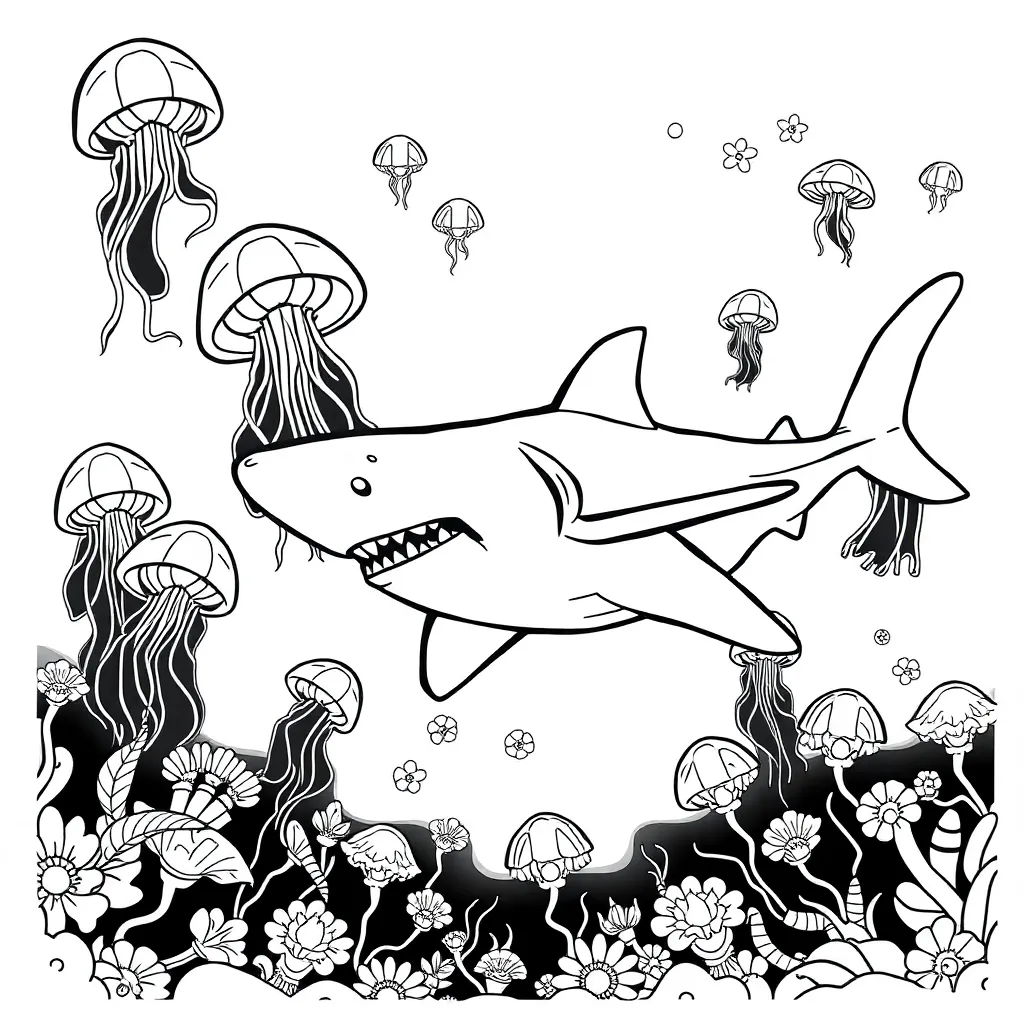 Haai Zee Onderwaterwereld Wilde Natuur coloring page for children
