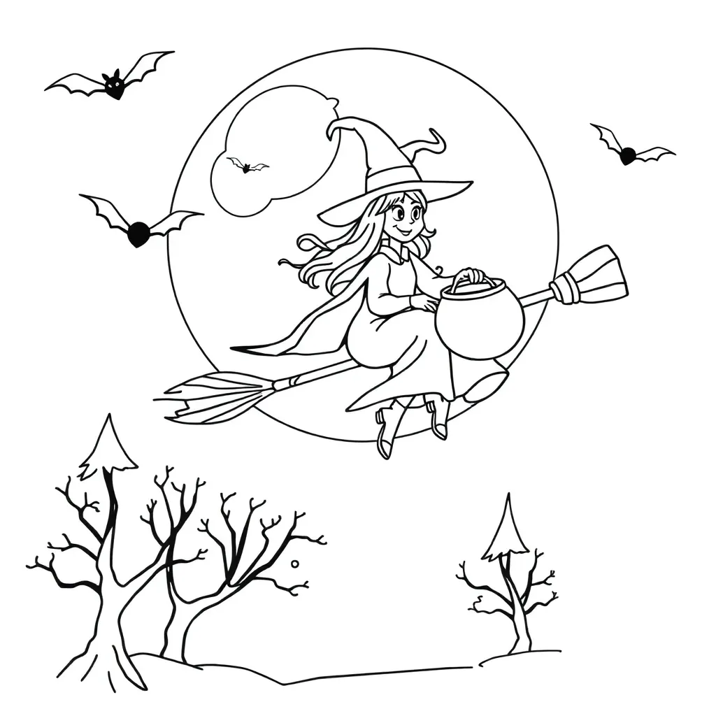 Halloween Heks Betoverend Mysterieus Magisch coloring page for children