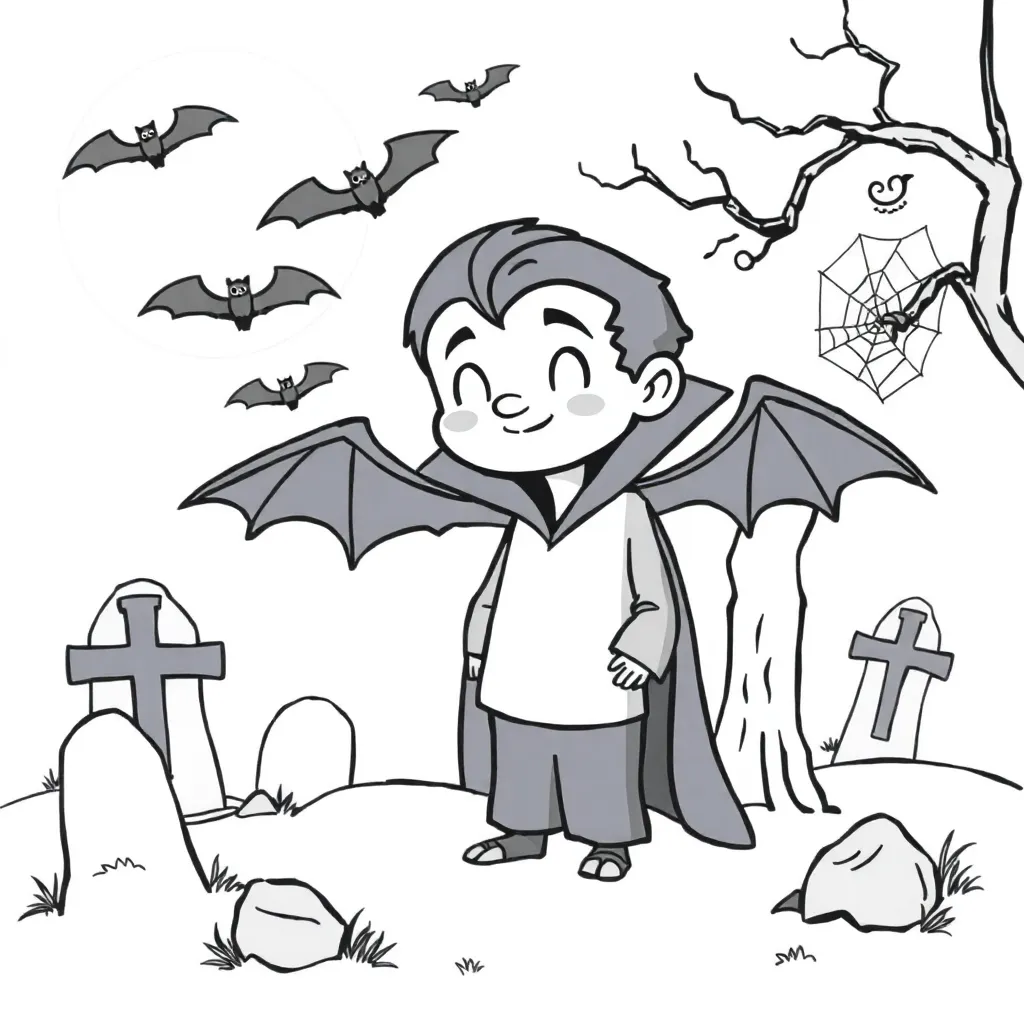 Halloween Vampierenkind Griezelig Kerkhof Creatief coloring page for children