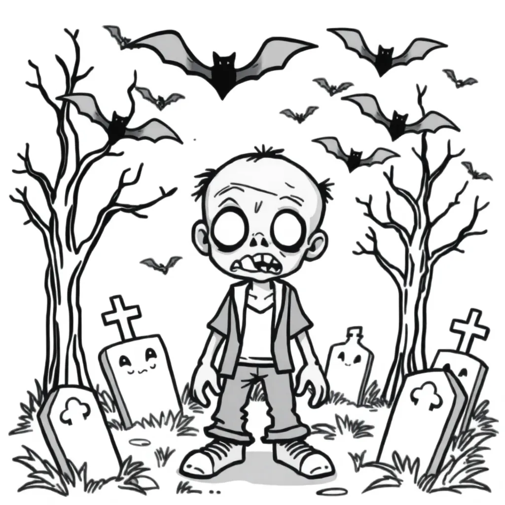 Halloween Zombie Griezelig Cartoonachtig Herfst coloring page for children