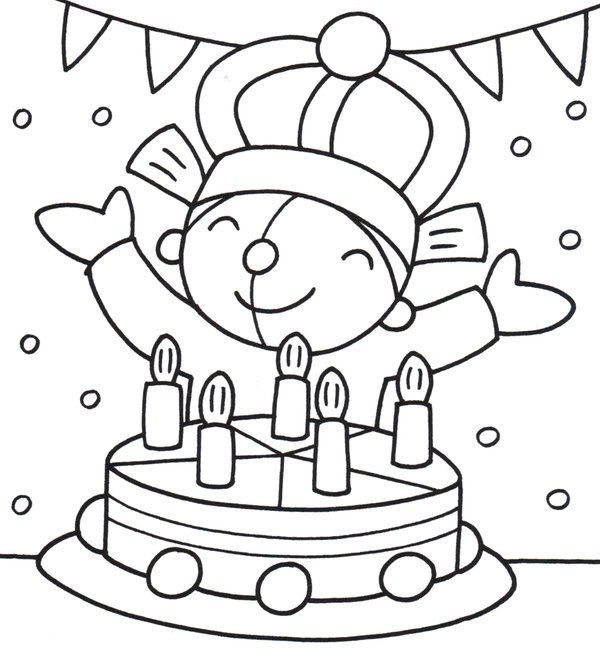 Happy Birthday Poppetje coloring page for children