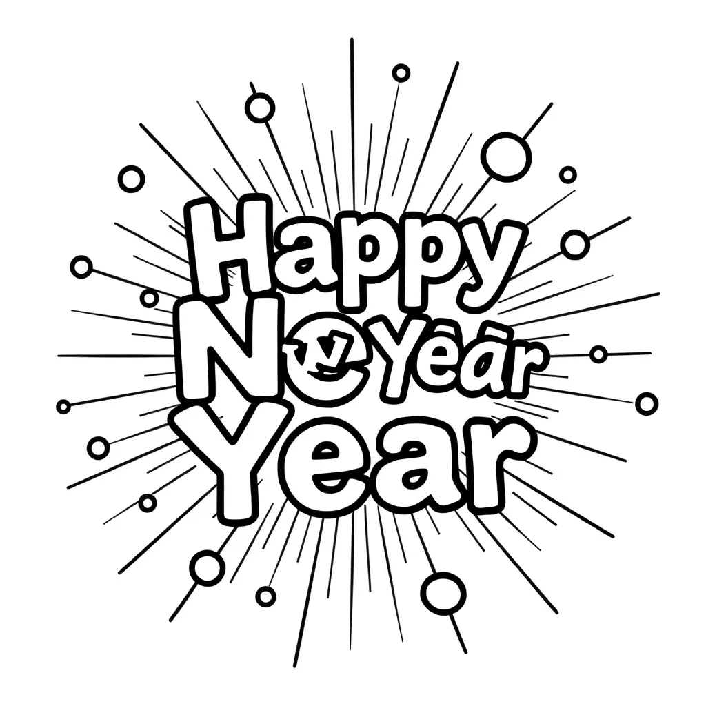 Happy New Year Kerstbal coloring page for children