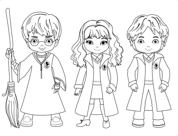 Harry Potter Hermione et Ron Mignons coloring page for children