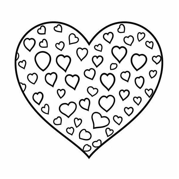 Coloring Page Heart Filled with Small Hearts