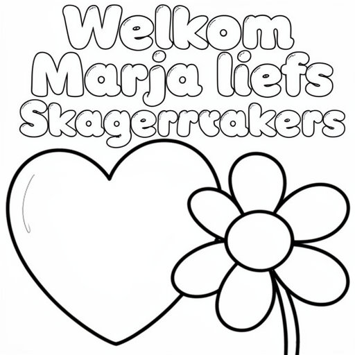 hartjes en bloemen kleurplaat voor kinderen