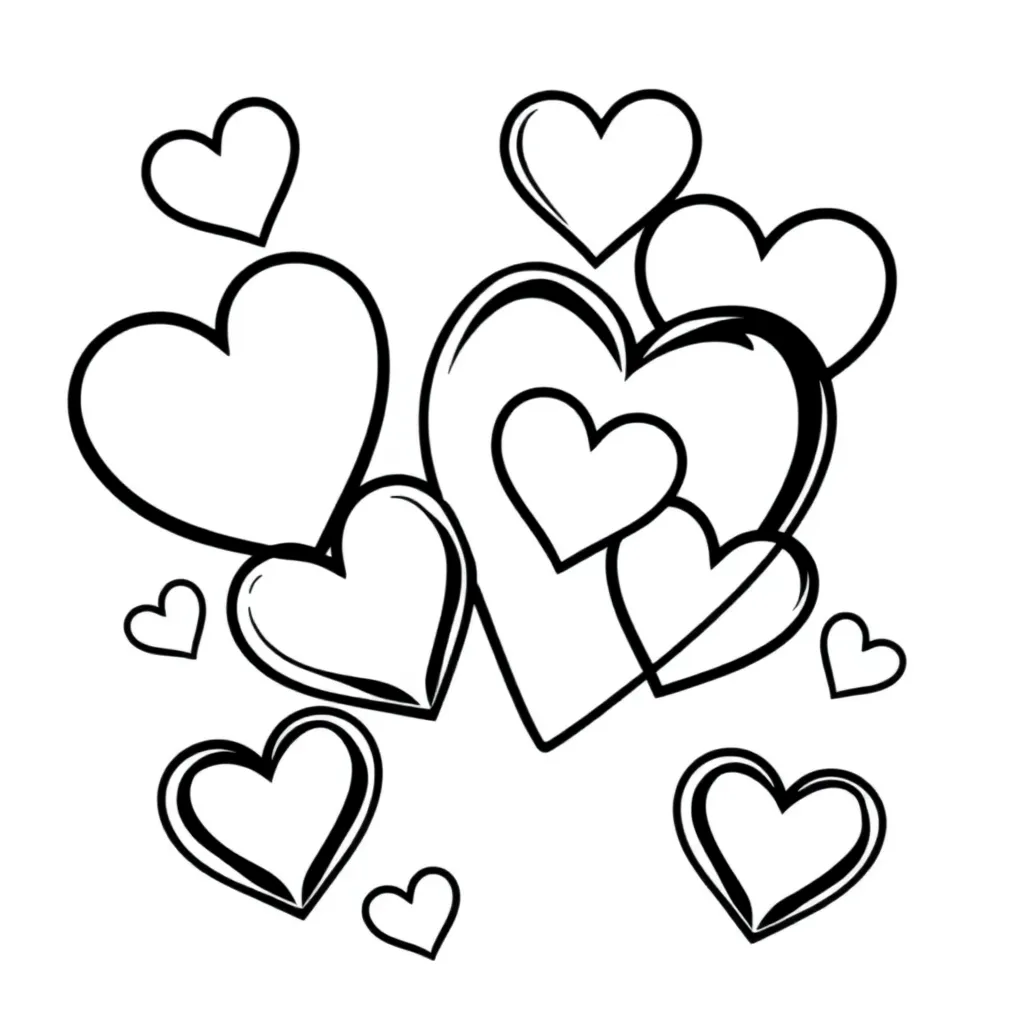Hartjes Liefde Romantisch Creatief Kinderen coloring page for children
