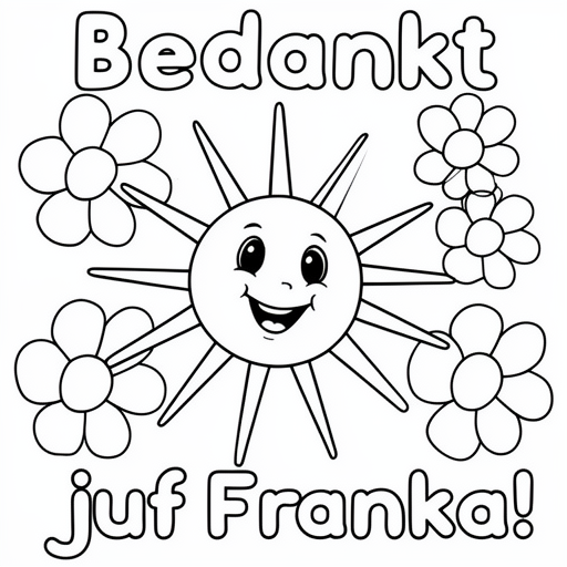 Hartjes zon bloemen vrolijk kleurplaat voor kinderen