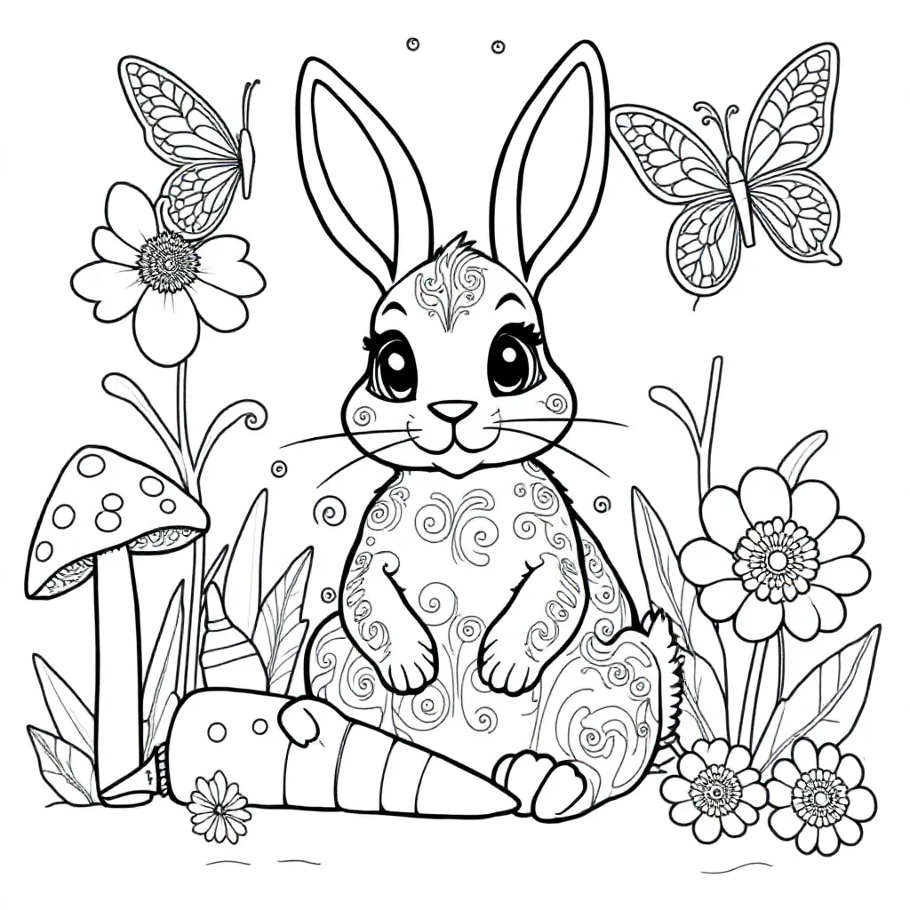 Konijn kleurplaat voor kinderen