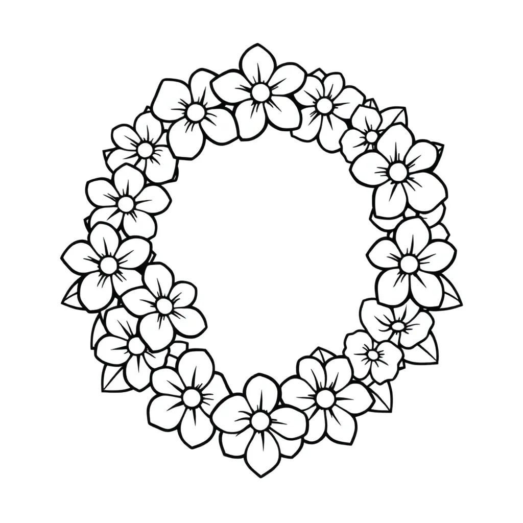 Feuille de coloriage gratuite Couronne de fleurs hawaïennes Été Exotique Créatif Coloration