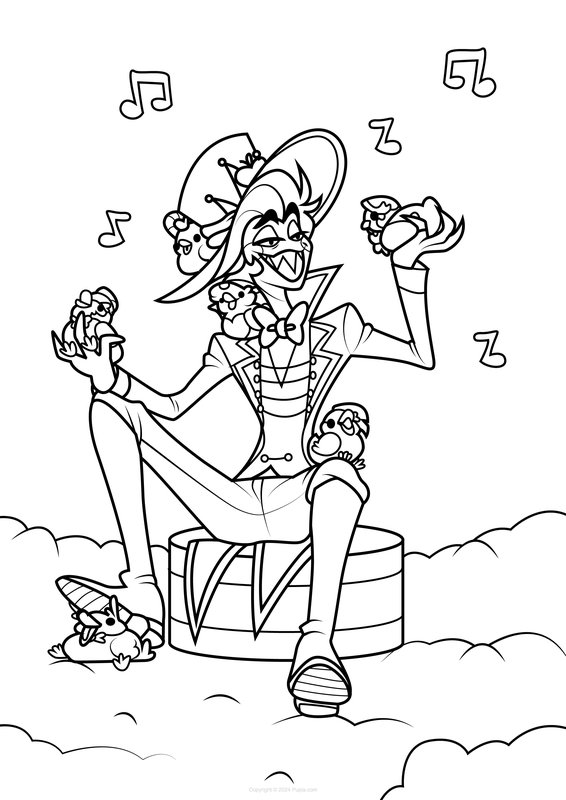 Hazbin Hotel Lucifer And Birds coloring page for children