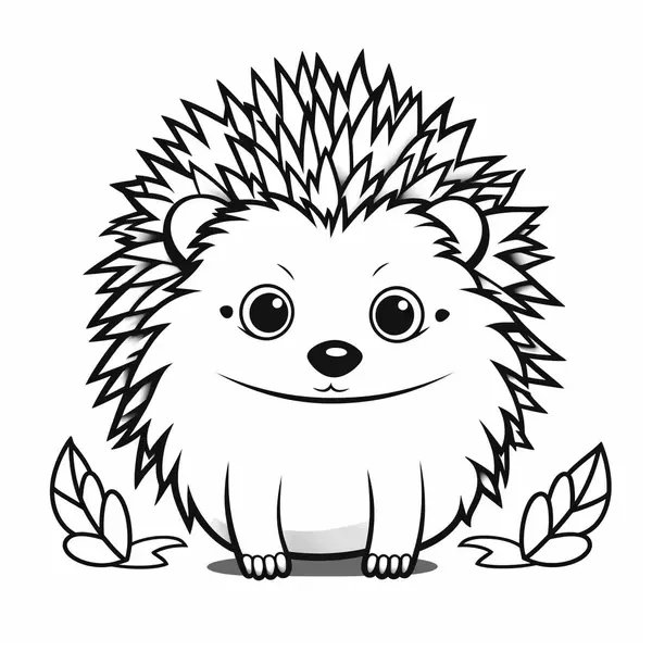 Hedge Hog Surrounded By Leaves coloring page for children