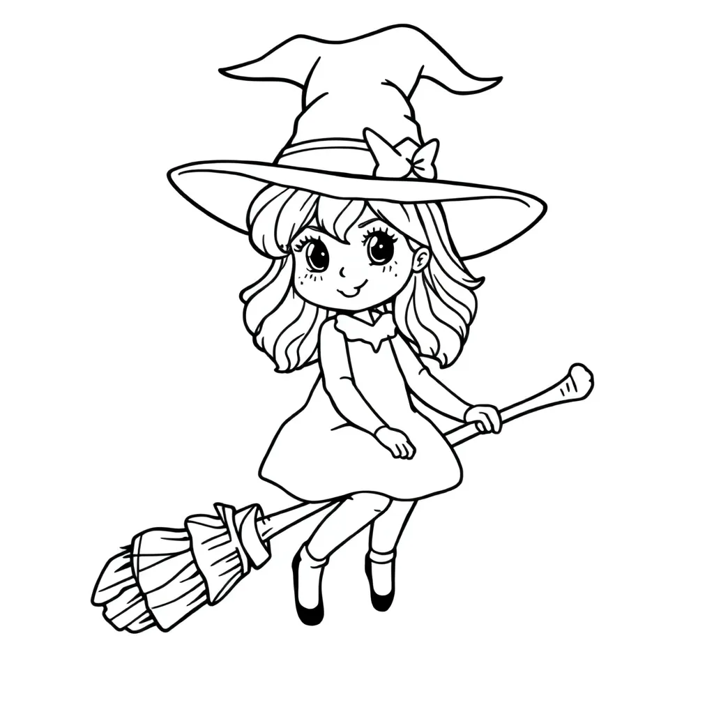 Feuille de coloriage gratuite Sorcières Fantastique Magique Conte de fées Aventure Feuille de coloriage