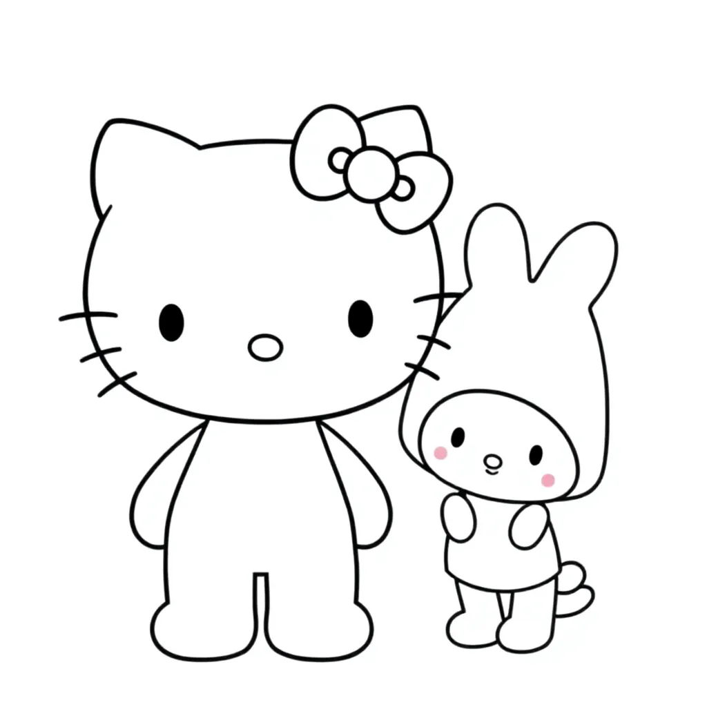 Hello Kittie En Zijn Frend coloring page for children