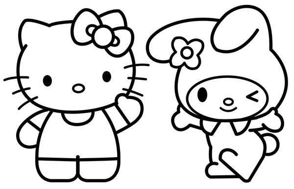 Hello Kitty Friend coloring page for children
