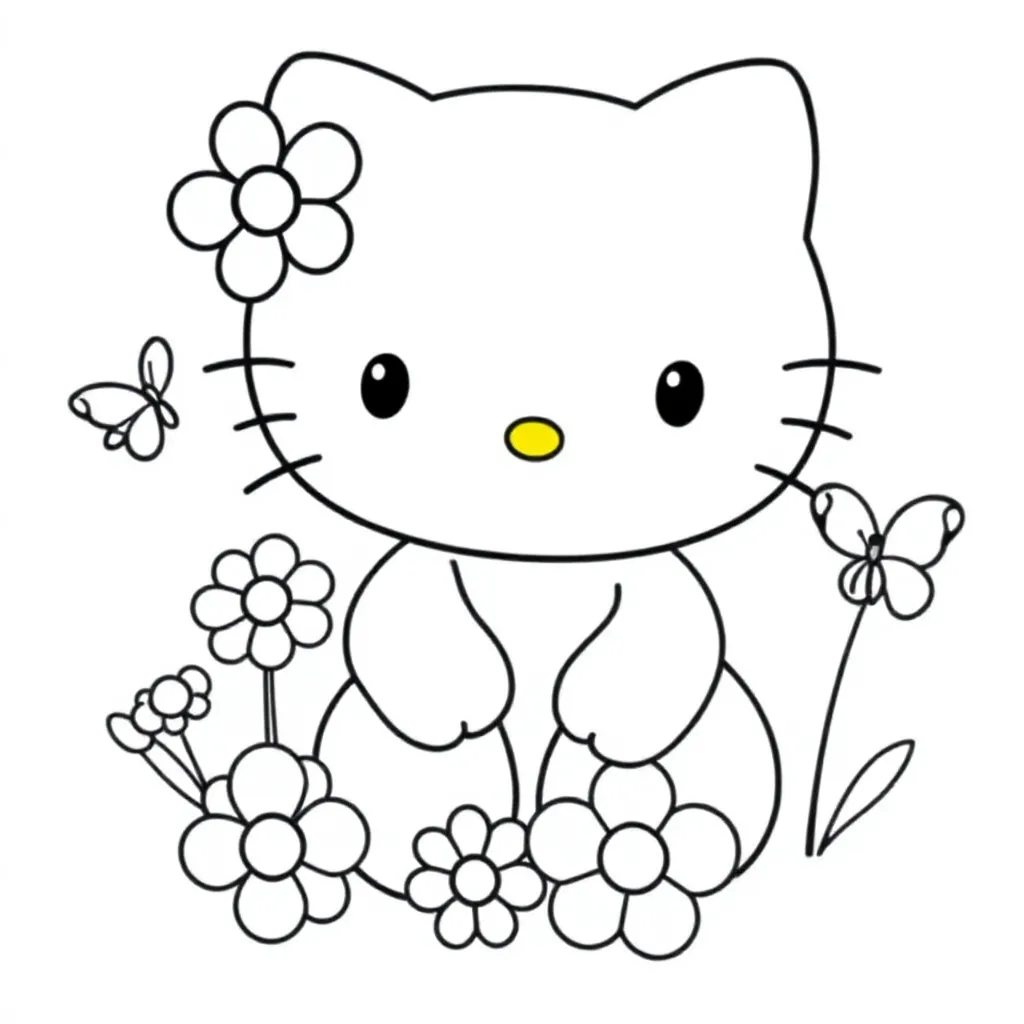 Hello Kitty coloring page for children
