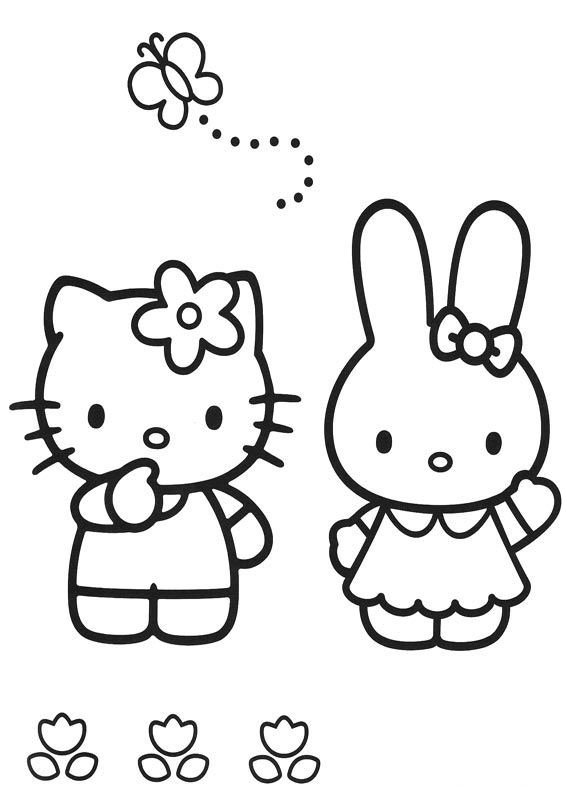 Hello Kitty Vriendje Vlinder coloring page for children