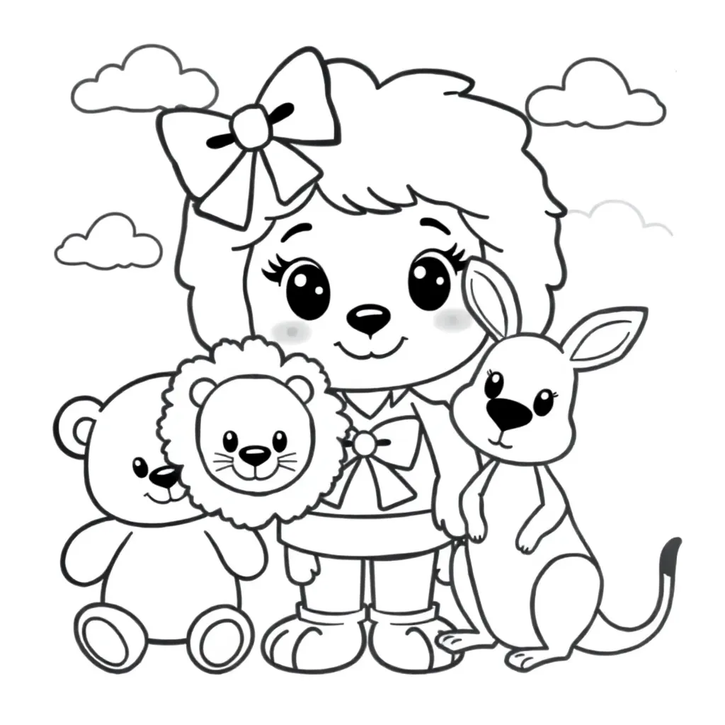 Hellokitty Schattig Dieren Vriendschap Wolken coloring page for children