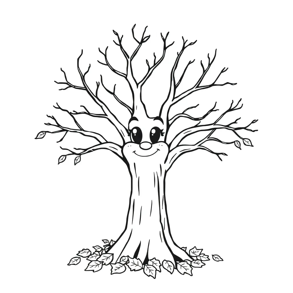 Herfst Antropomorfe Boom Seizoen Natuur coloring page for children