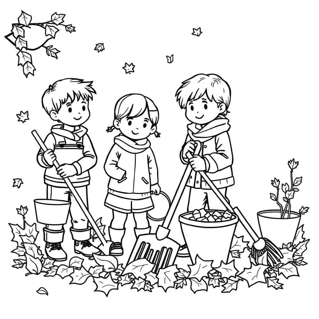 Free Fall Leaf Coloring Pages for Kids Garden Season Coloring Page