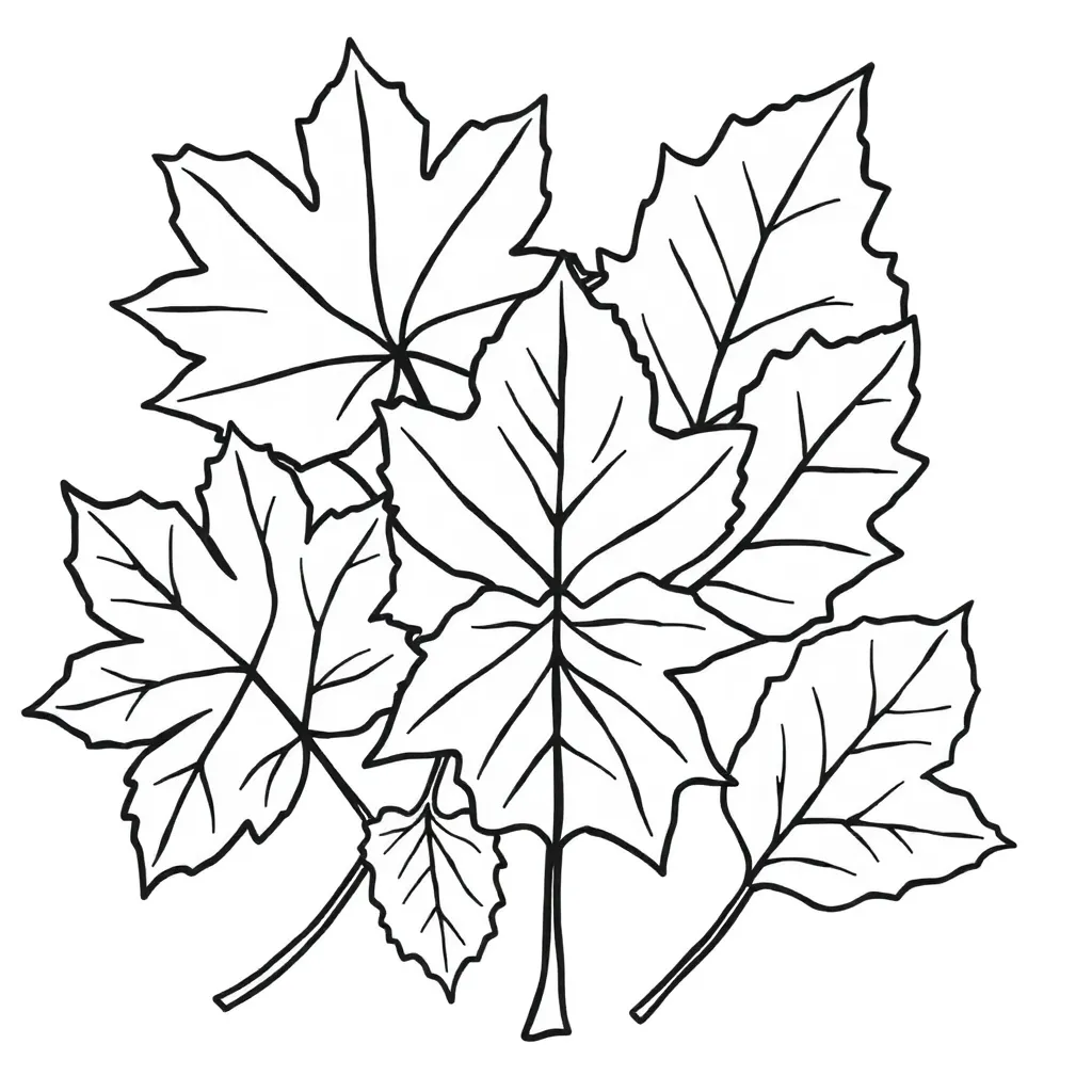 Free Autumn Leaves Coloring Page - Nature Season Creative Coloring Sheet