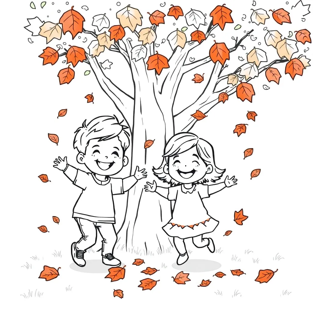Free Fall Leaf Coloring Pages for Kids - Nature Coloring Sheet