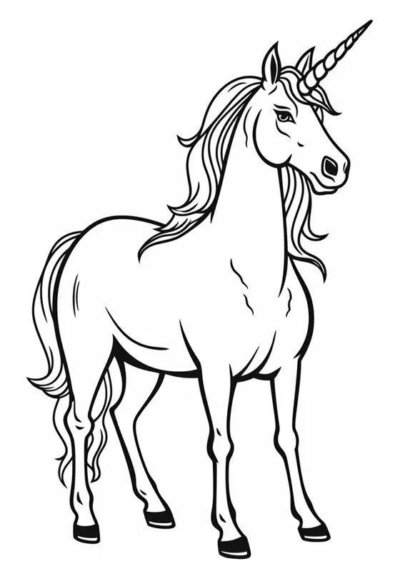 Hermoso Unicornio De Pie Todavc3Ada coloring page for children