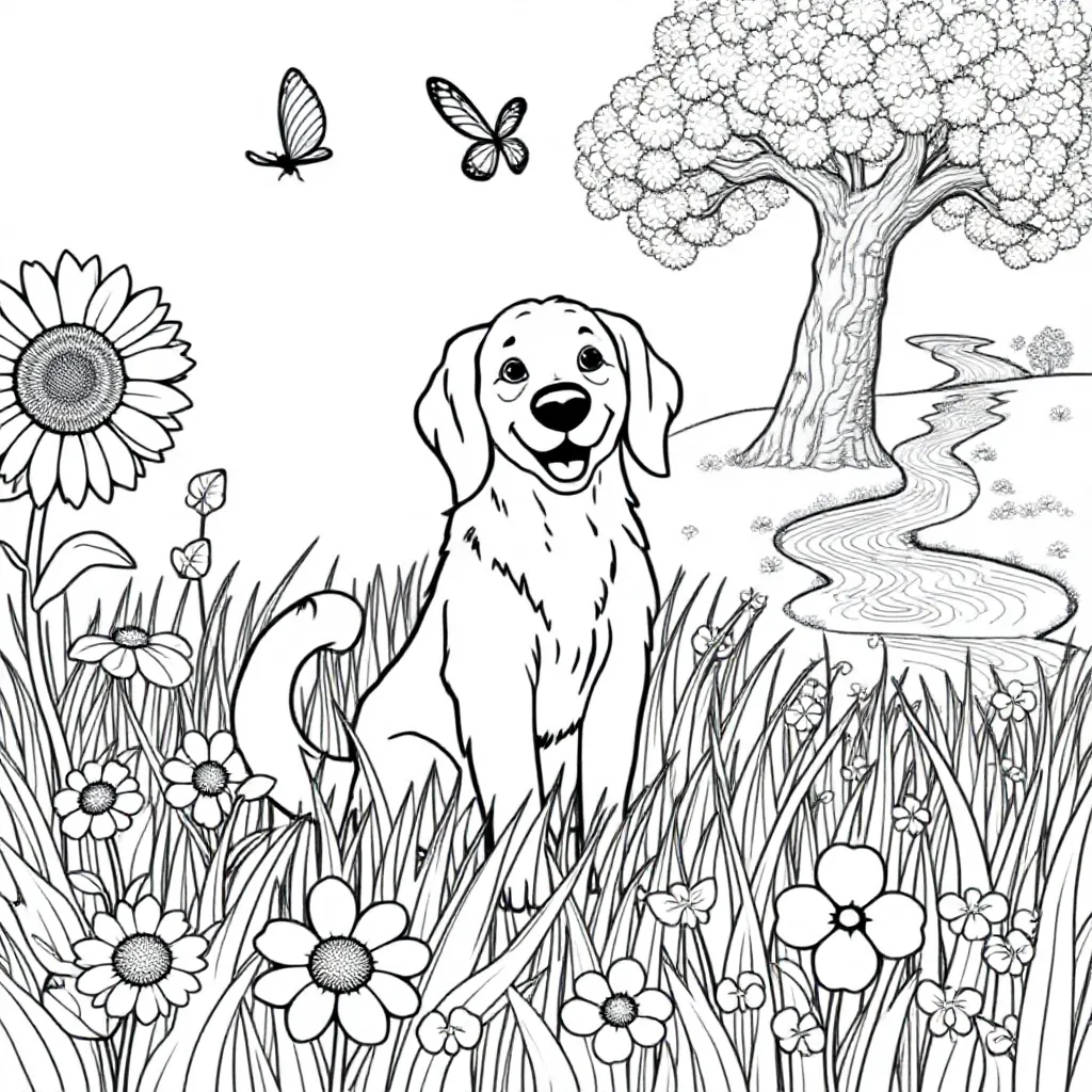 Feuille de coloriage Chien gratuit Feuille de coloriage pour Enfants