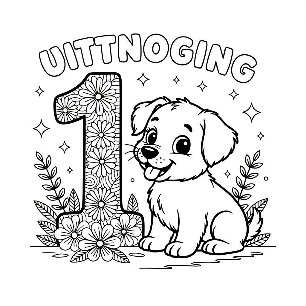hondje met een 11 coloring page for children