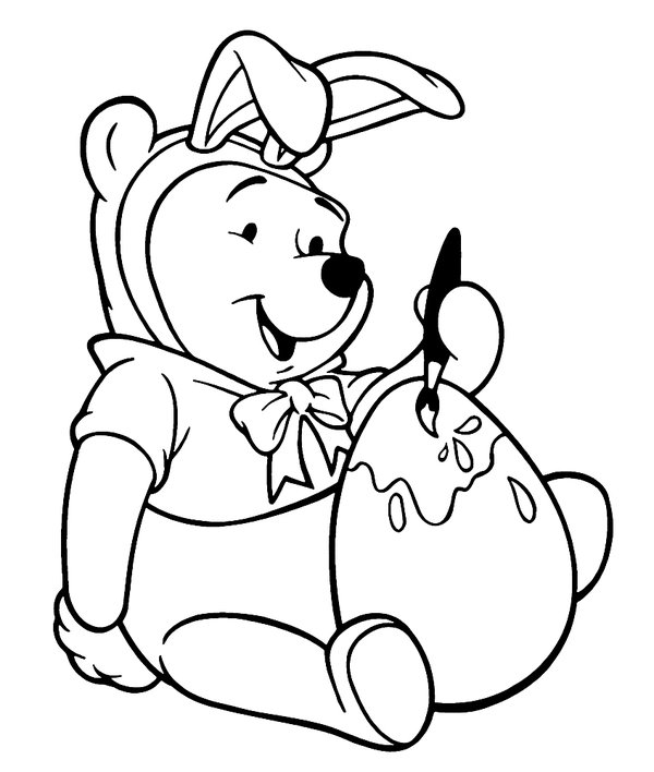 Huevo de Pascua pintado de Winnie the Pooh coloring page for children