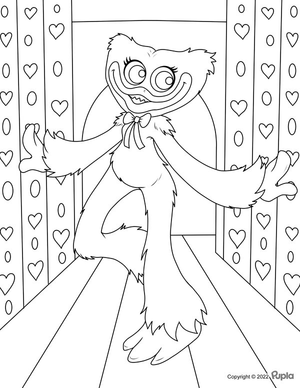 Huggy Wuggy Kissy Missy Coeurs Et Cercles coloring page for children