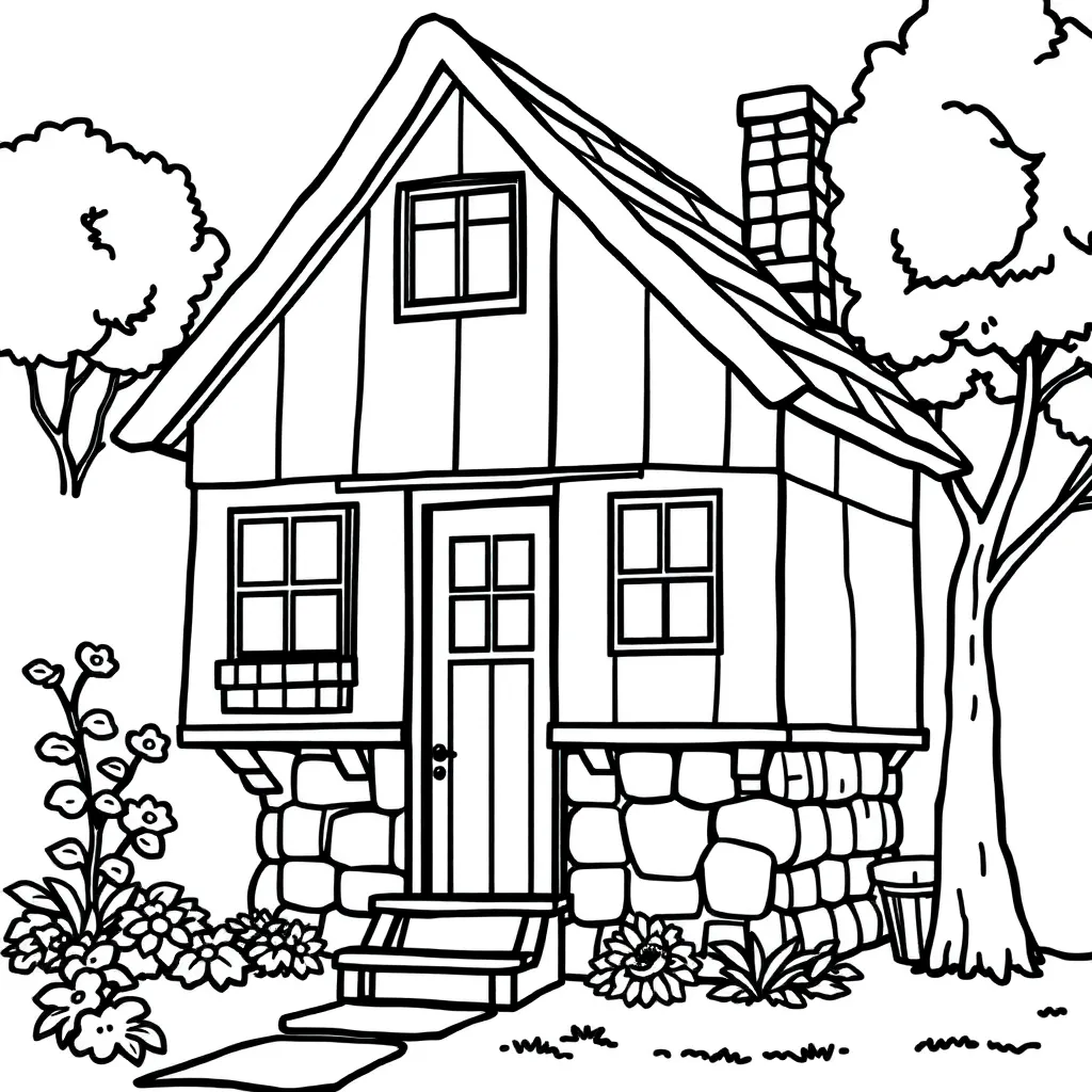 Huis Tuin Wonen Architectuur Landelijk coloring page for children