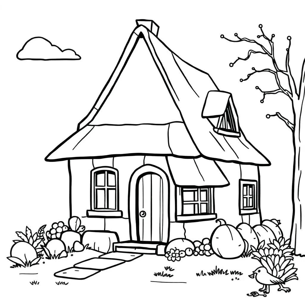 Feuille de coloriage Maison gratuite Maison Architecture Jardin Paysage Feuille de coloriage