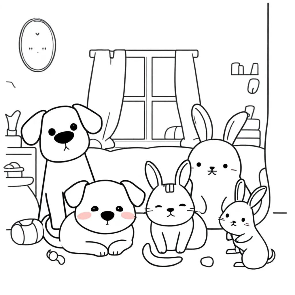 Huisdieren coloring page for children