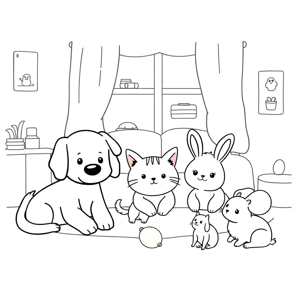 Feuille de coloriage gratuite Animaux de compagnie Feuille de coloriage pour enfants