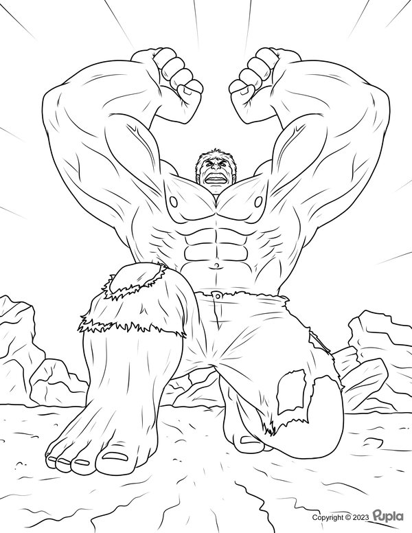 Hulk Assis sur ses Genoux coloring page for children
