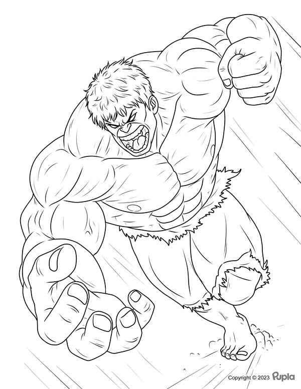 Hulk Corriendo Y Listo Para Golpear coloring page for children