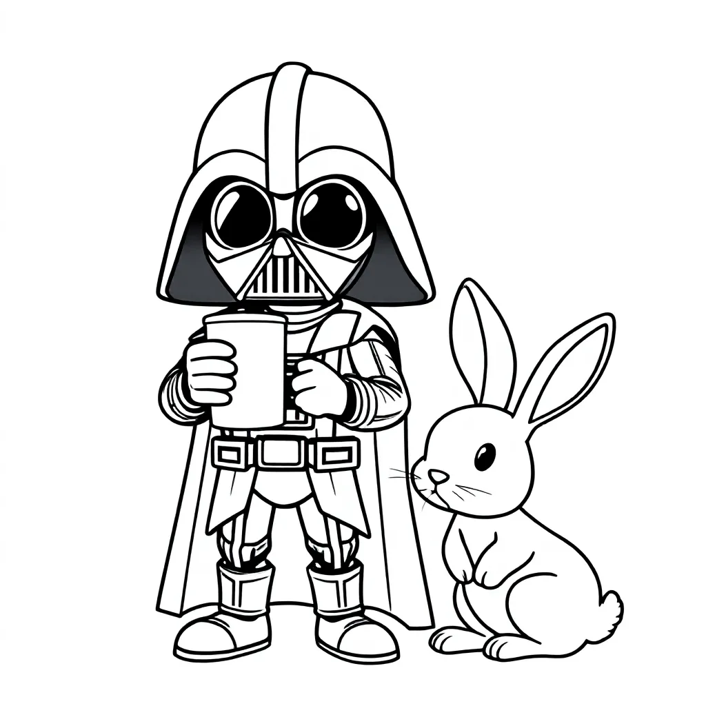 i like my coffee on the dark side darth vader konijn coloring page for children