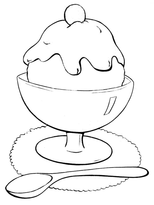 Ijsje Kers Lepel coloring page for children