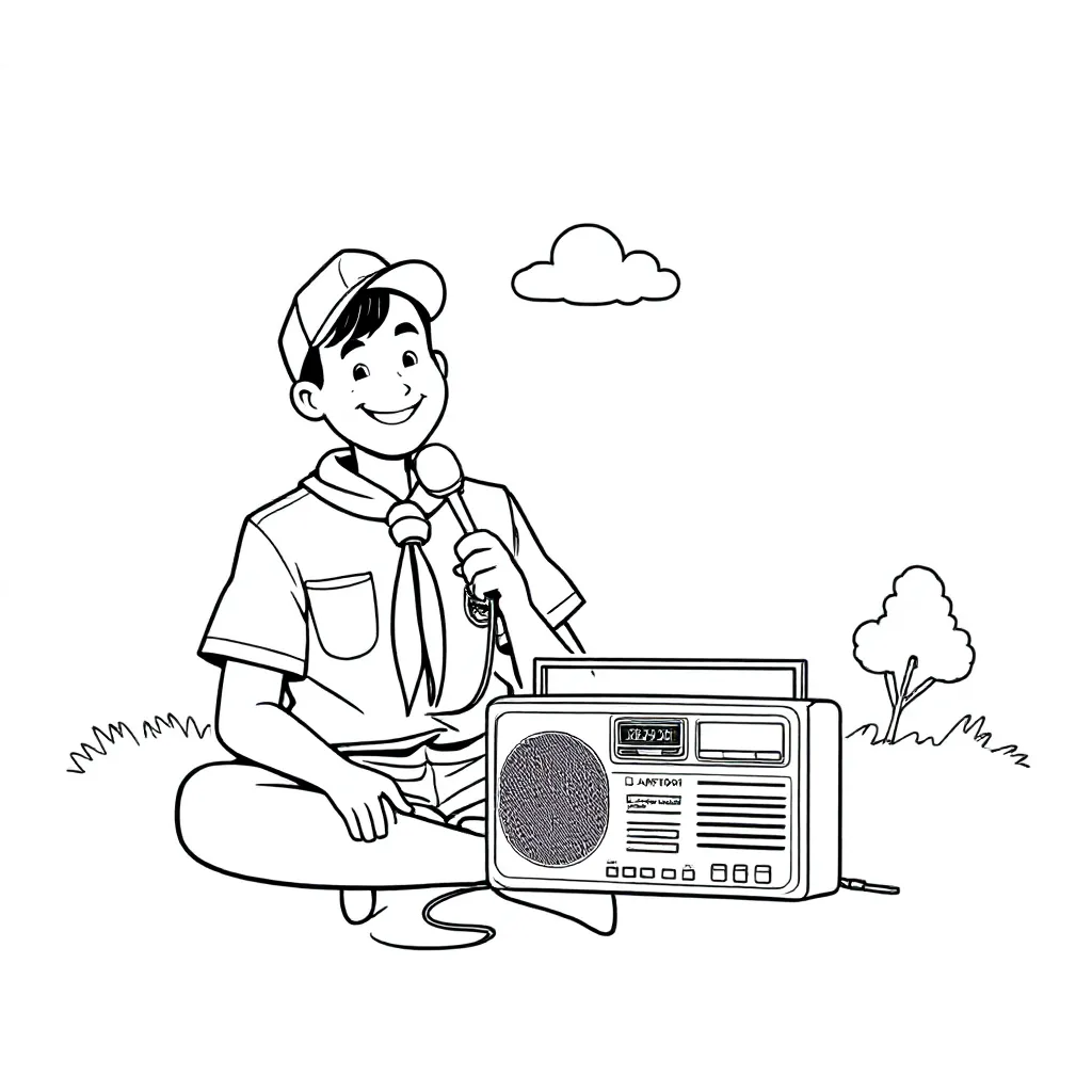 Jamboree on the air coloring page for children