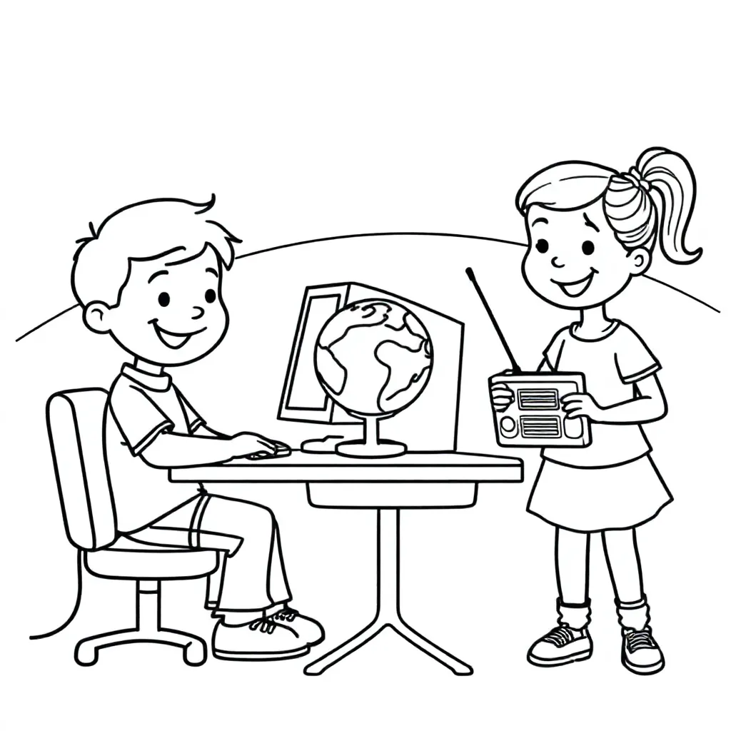 Jamboree on the internet en Jamboree on the air met radio coloring page for children