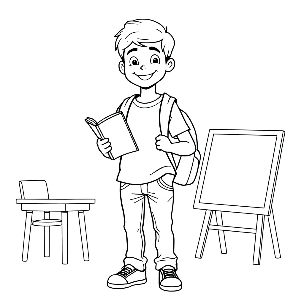 erstelle mir einen jungen in der 8. klasse kleurplaat voor kinderen