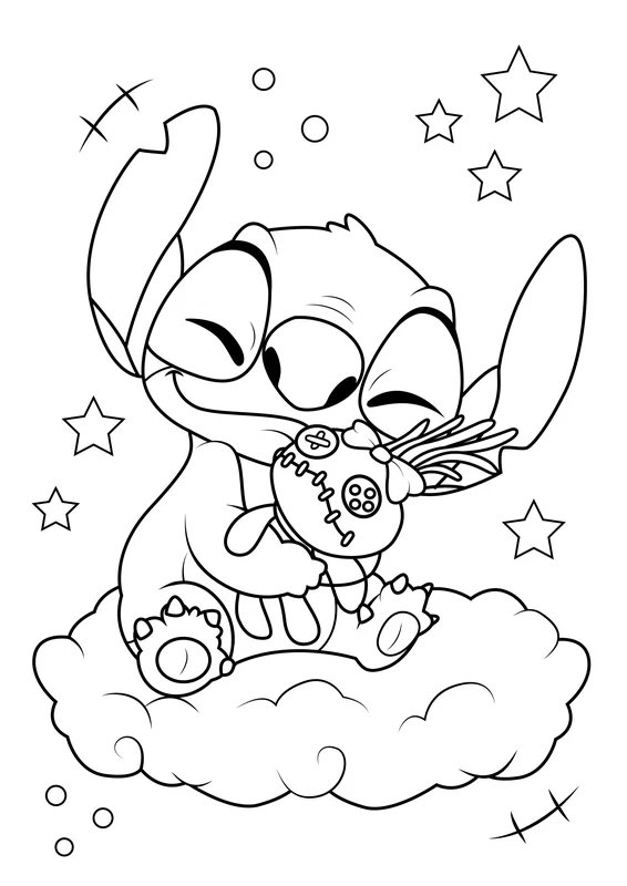Jouet en peluche Stitch coloring page for children