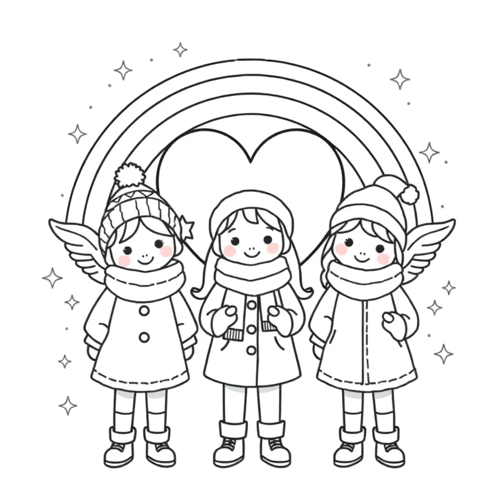 K3 Dans Winter Popgroep Vrolijk coloring page for children