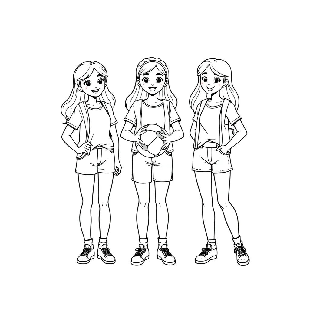 Plantilla de colorear GRATIS Grupo K3 Pop Niñas Música Baile Plantilla de colorear para niños