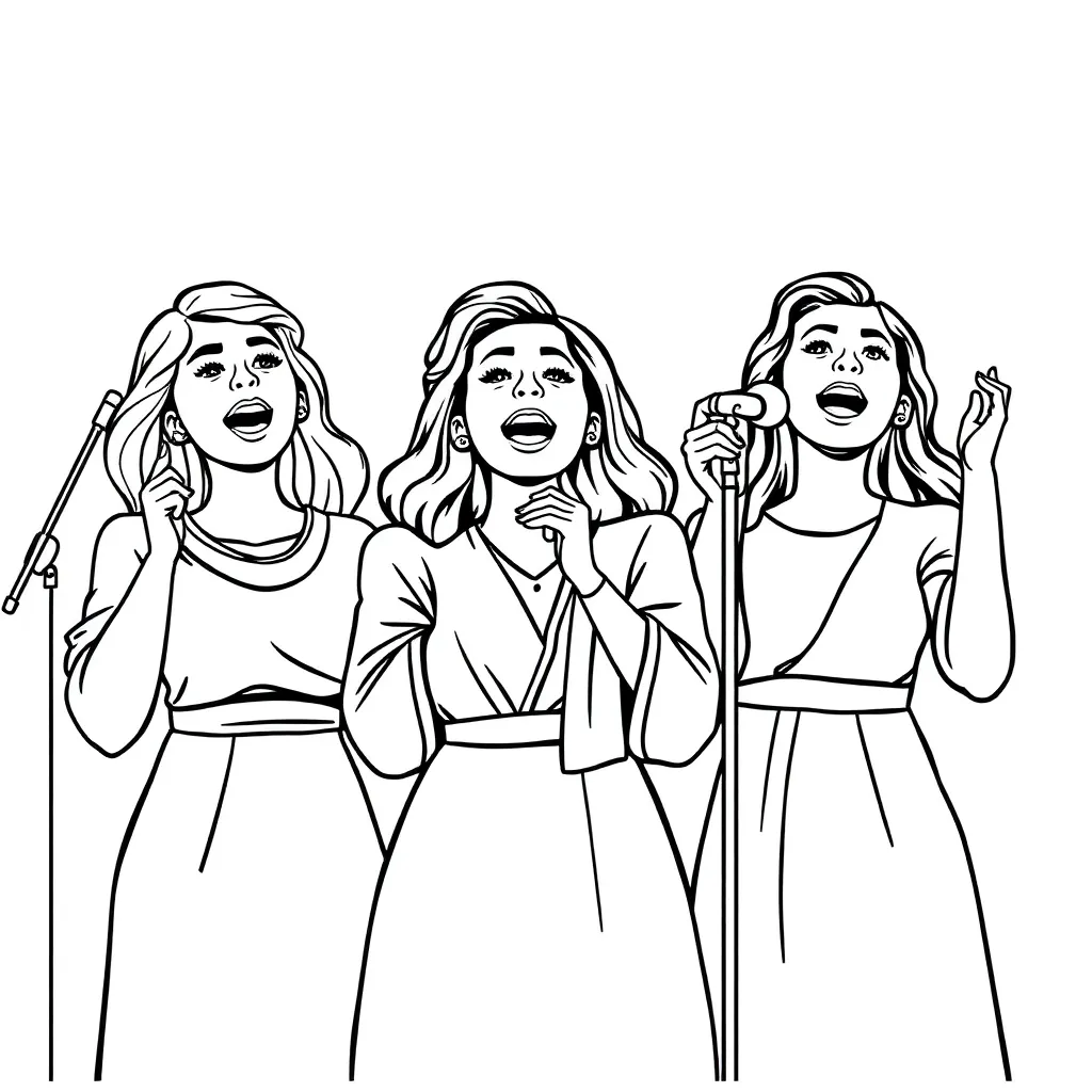 K3 Popgroep Zangeres Muziek Vrolijk coloring page for children