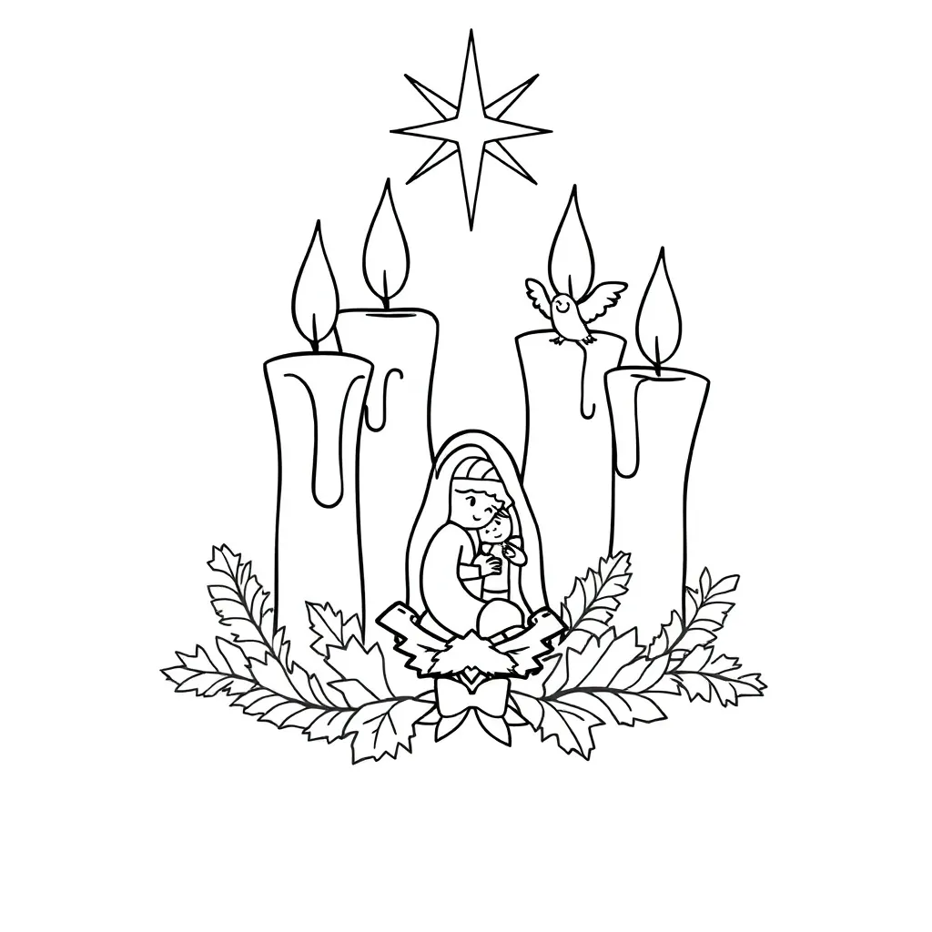 Kaarsen Kerstmis coloring page for children