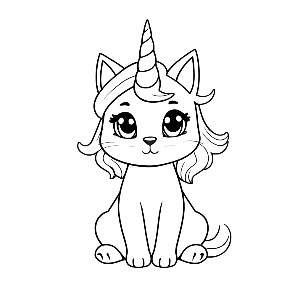 Feuille de coloriage gratuite licorne chat Feuille de coloriage pour enfants