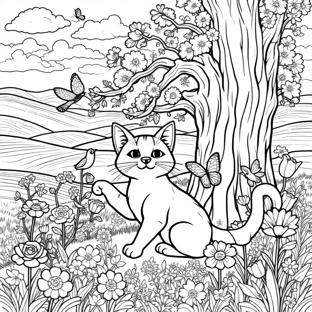 kat coloring page for children